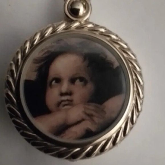Pendant Wach Raphael's Thinking Cherub 30" Chain Vintage Seiko Si Pl4 - Picture 1 of 7